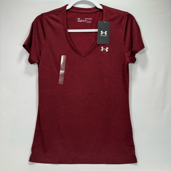 NWT New Under Armour Women's  V-Neck Jersey Tech Twist XS Shirt Top Exercise - Picture 3 of 4